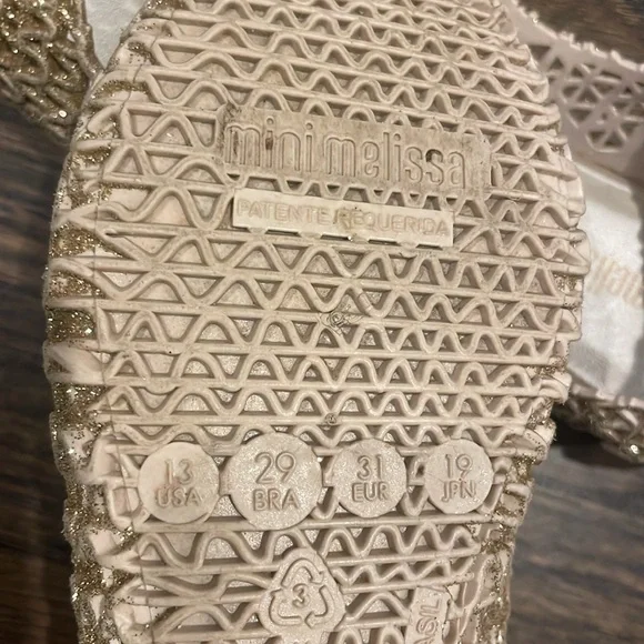 Mini Melissa Campana Gold glitter dress shoes size 13 USA - perfect for Easter! - Picture 4 of 4